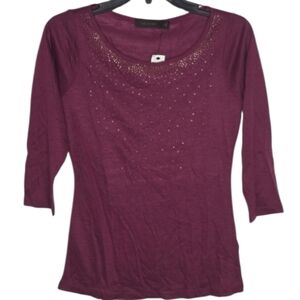 The Limited Sparkle-Front 3/4 Length Top